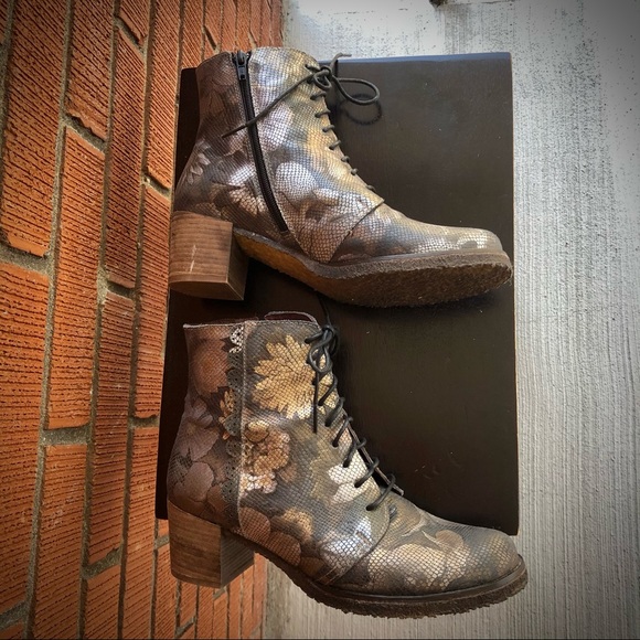 Ankle Boots booties leather shimmer with zip - Picture 9 of 9